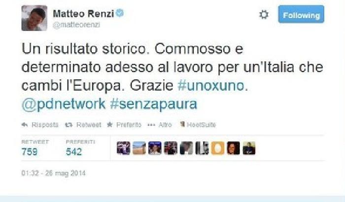 Renzi commosso: è un risultato storico