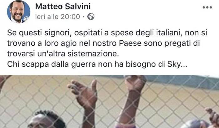 Il tweet del ministro Salvini