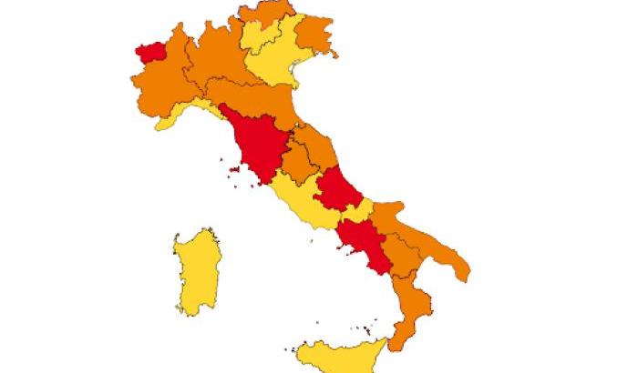 Nuovo Dpcm, tutte le nuove zone arancioni e gialle