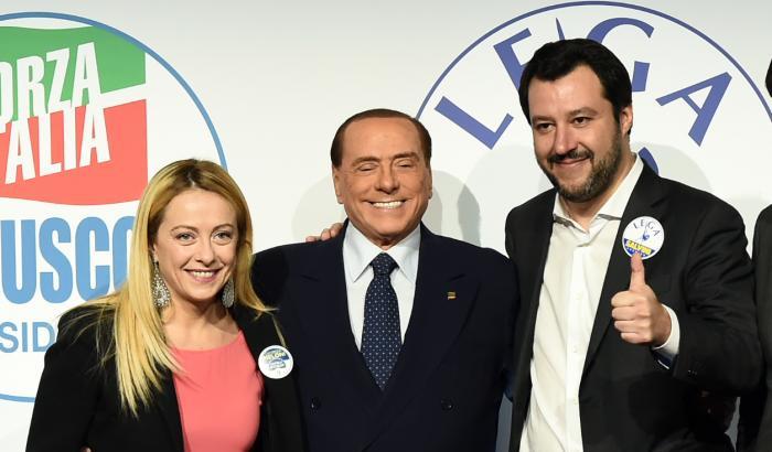 Berlusconi con Salvini e Meloni